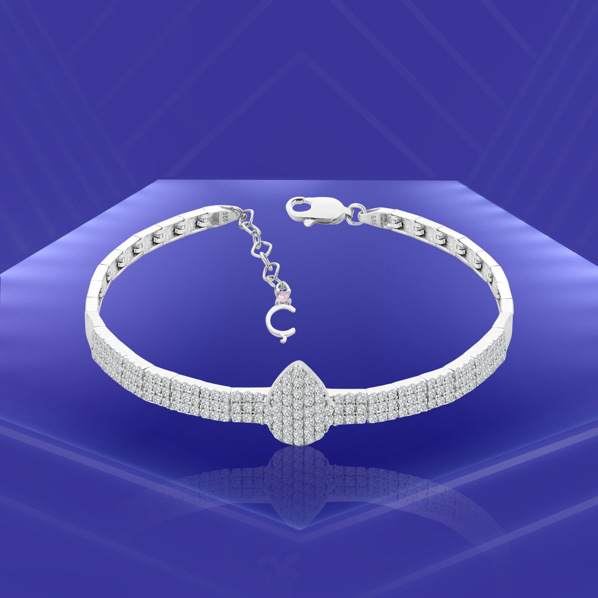 925 Ayar Gümüş 3 Sıra Böcekli Model Zincir Harfli Su Yolu Bileklik Ç