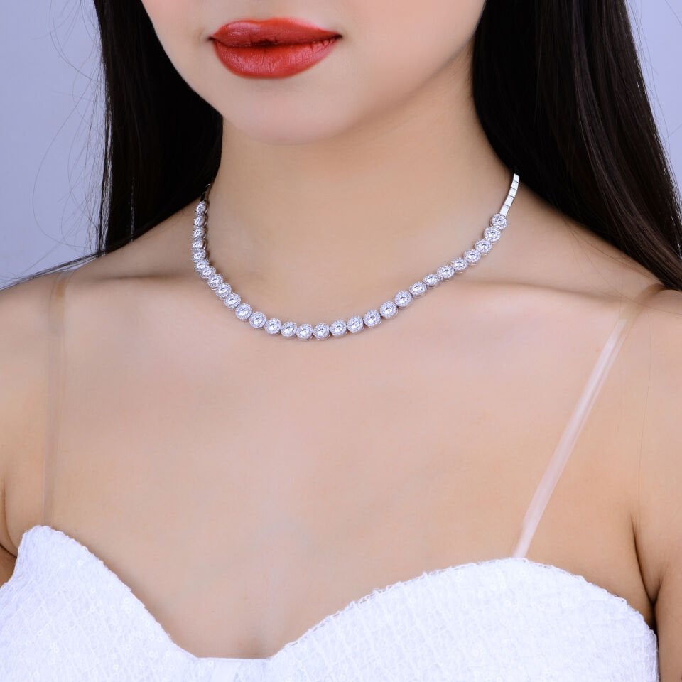 925 Ayar Gümüş 4 MM Taşlı Pırlanta Montür Tam Tur Su Yolu Set