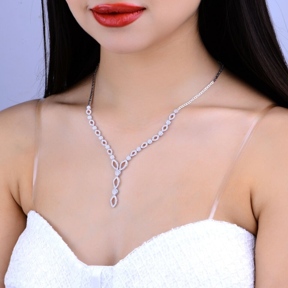 925 Ayar Gümüş Pırlanta Montür Salkım Su Yolu Set