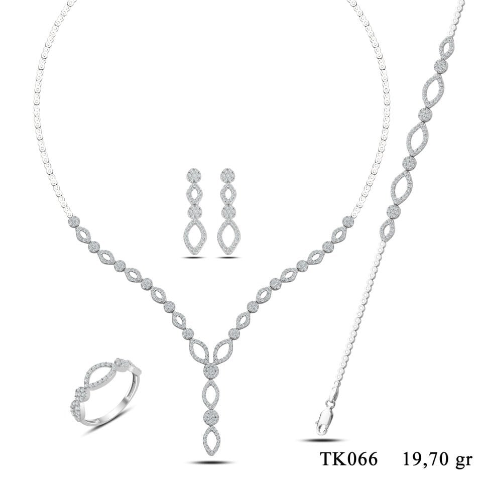 925 Ayar Gümüş Pırlanta Montür Salkım Su Yolu Set