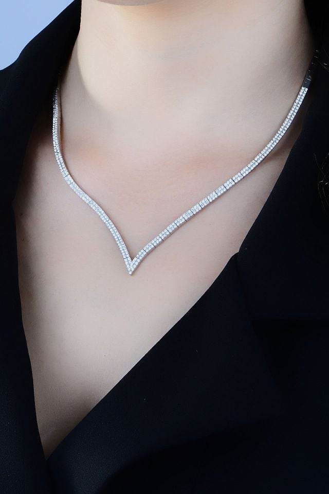 925 Ayar Gümüş 2 Sıra V Model Su Yolu Set