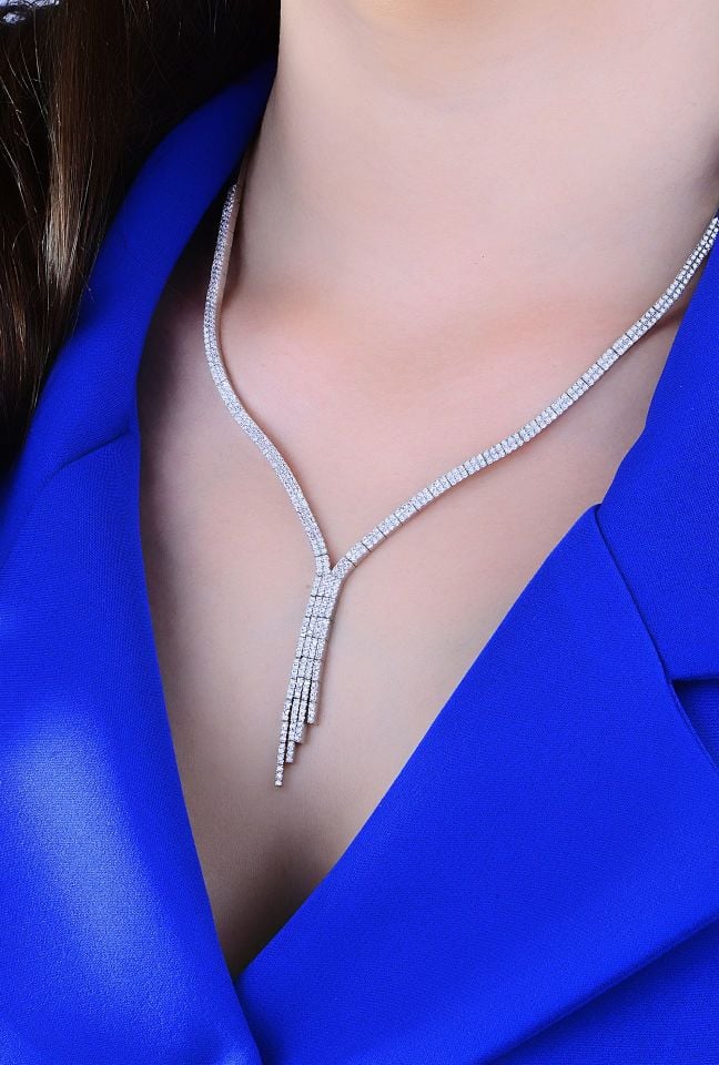 925 Ayar Gümüş 2 Sıra Salkım Su Yolu Set