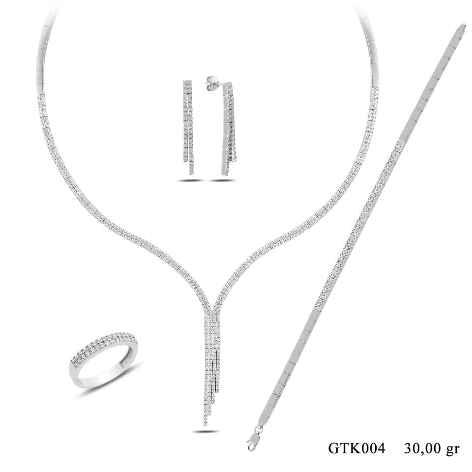 925 Ayar Gümüş 2 Sıra Salkım Su Yolu Set