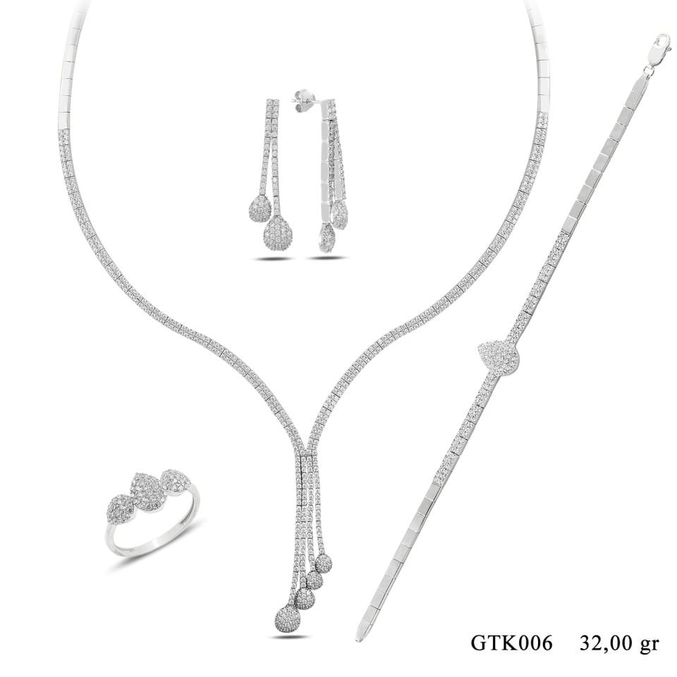 925 Ayar Gümüş 2 Sıra Salkım Su Yolu Set