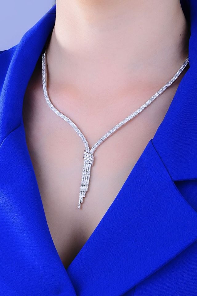 925 Ayar Gümüş 2 Sıra Salkım Kemerli Su Yolu Set