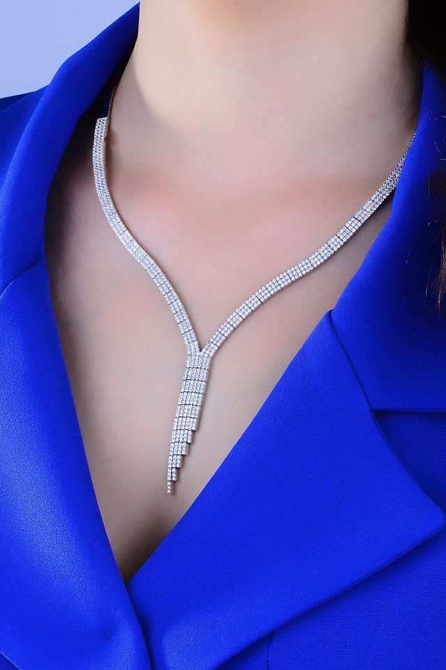 925 Ayar Gümüş 3 Sıra Salkım Su Yolu Set