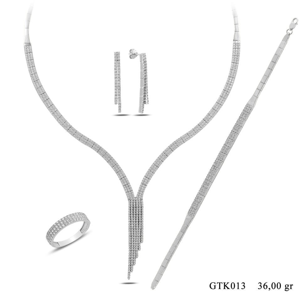 925 Ayar Gümüş 3 Sıra Salkım Su Yolu Set