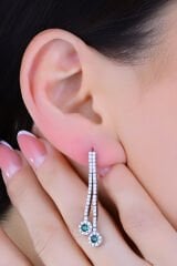 925 Ayar Gümüş 3 Sıra Salkım Yeşil Tek Taş Su Yolu Set