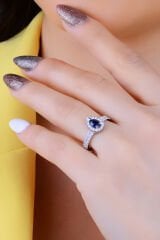 925 Ayar Gümüş 3 Sıra Mavi Salkım Damla Taş Su Yolu Set