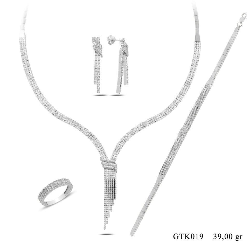 925 Ayar Gümüş 3 Sıra Salkım Kemerli Su Yolu Set