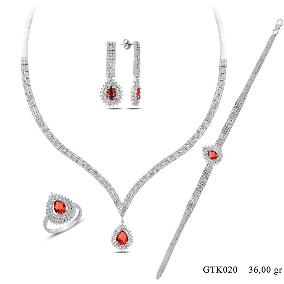 BARIŞ TAKI 925 Ayar Gümüş 3 Sıra V Hürrem Model Su Yolu Set