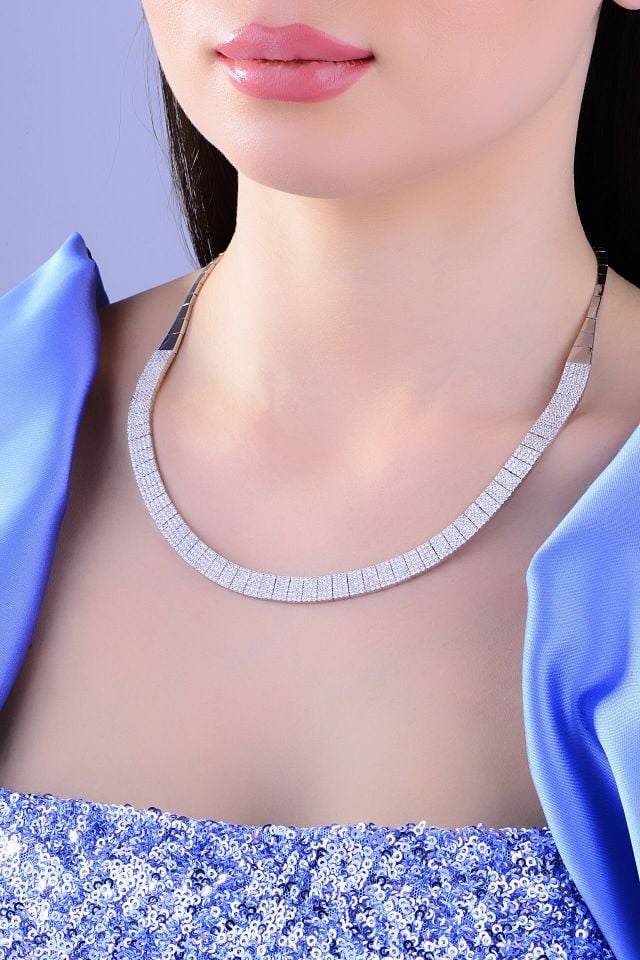 925 Ayar Gümüş 5 Sıra Tam Tur Su Yolu Set