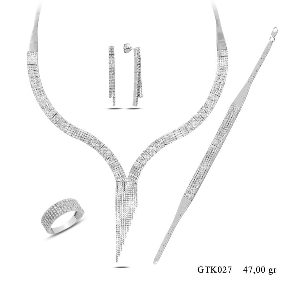 925 Ayar Gümüş 5 Sıra Salkım Su Yolu Set