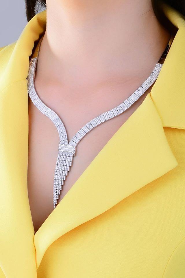 925 Ayar Gümüş 5 Sıra Salkım Kemerli Su Yolu Set