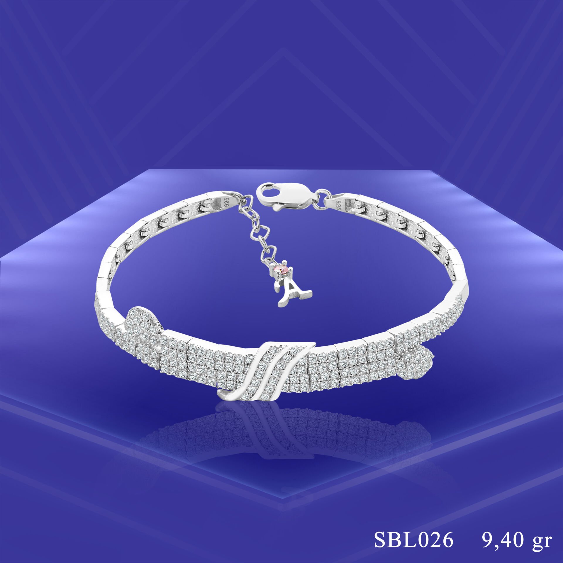 925 Ayar Gümüş 2 Sıra Böcek Kemer Harfli Su Yolu Bileklik