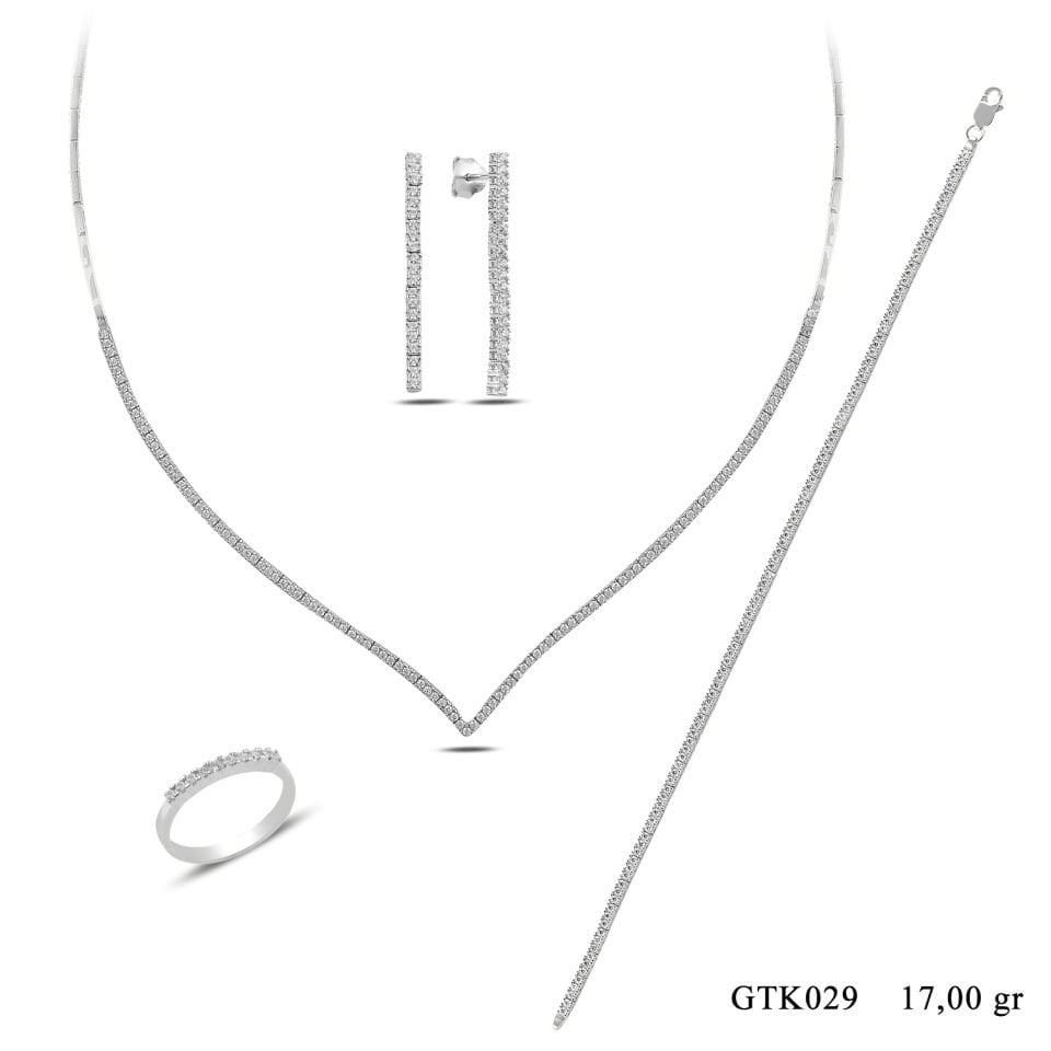 925 Ayar Gümüş V Model Su Yolu Set