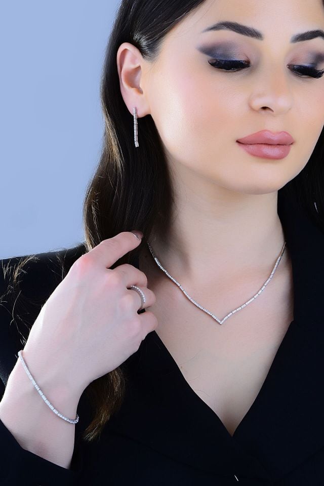 925 Ayar Gümüş V Model Su Yolu Set