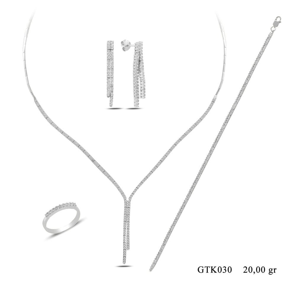 925 Ayar Gümüş 2 Sıra Salkım Su Yolu Set