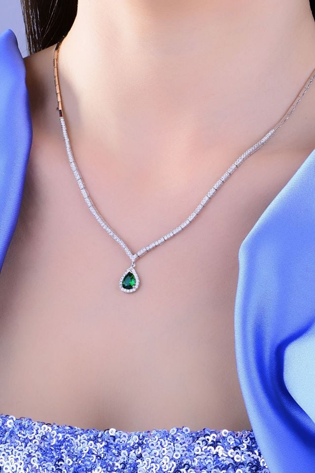 BARIŞ TAKI 925 Ayar Gümüş V Damla Model Su Yolu Set