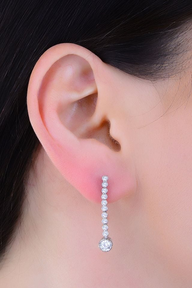 925 Ayar Gümüş Salkım Tek Taş Su Yolu Set