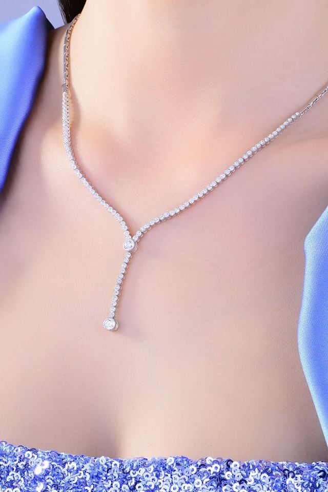 925 Ayar Gümüş Salkım Tek Taş Su Yolu Set