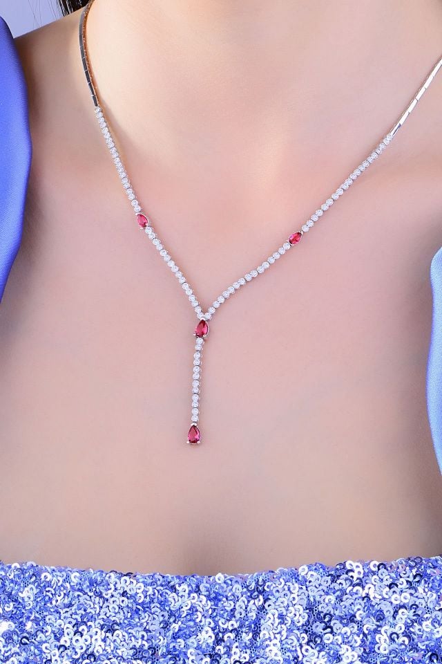 BARIŞ TAKI 925 Ayar Gümüş Salkım Damla Taş Su Yolu Set