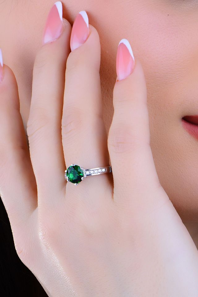 BARIŞ TAKI 925 Ayar Gümüş Salkım Tek Taş Su Yolu Set