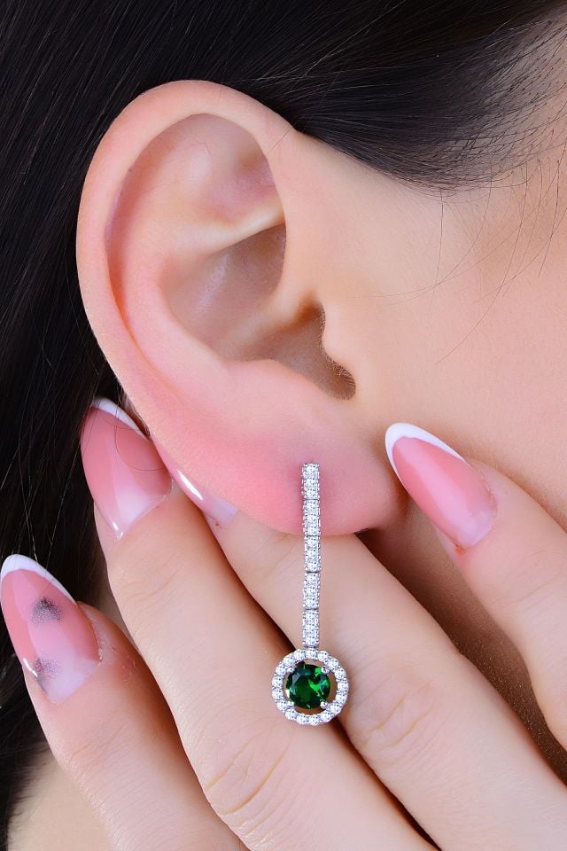 BARIŞ TAKI 925 Ayar Gümüş Salkım Tek Taş Su Yolu Set