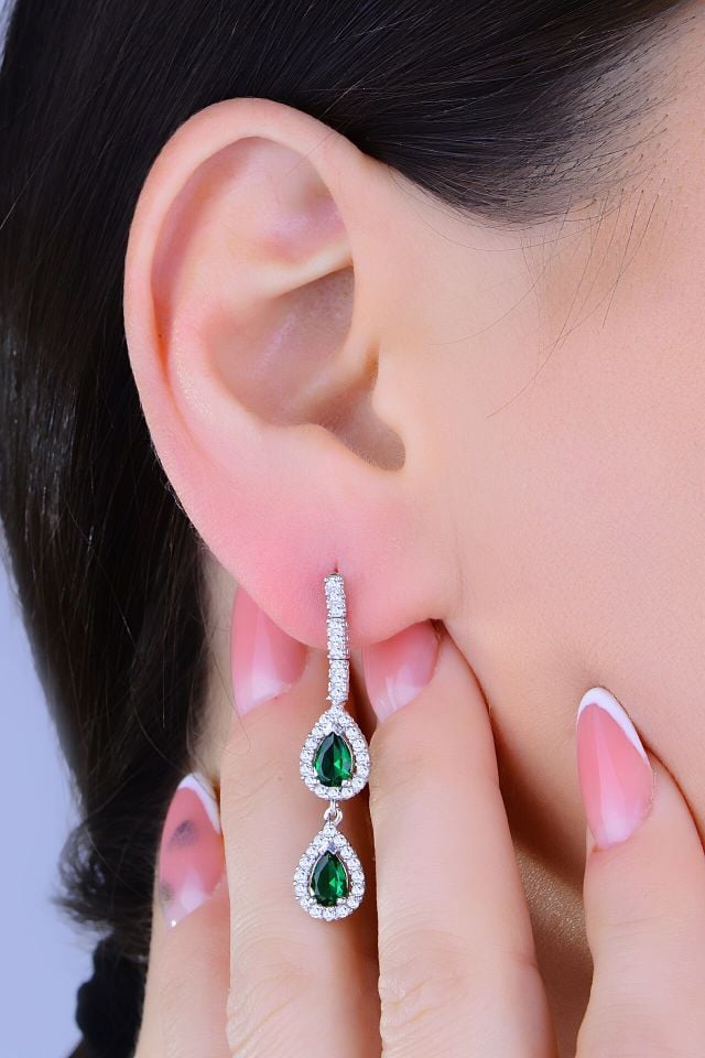 BARIŞ TAKI 925 Ayar Gümüş Salkım Damla Taş Su Yolu Set