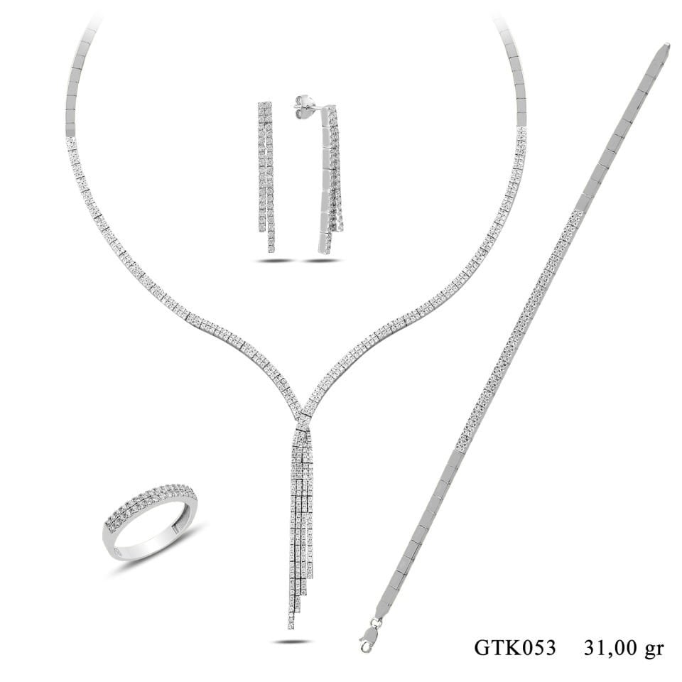 925 Ayar Gümüş 2 Sıra Salkım Su Yolu Set
