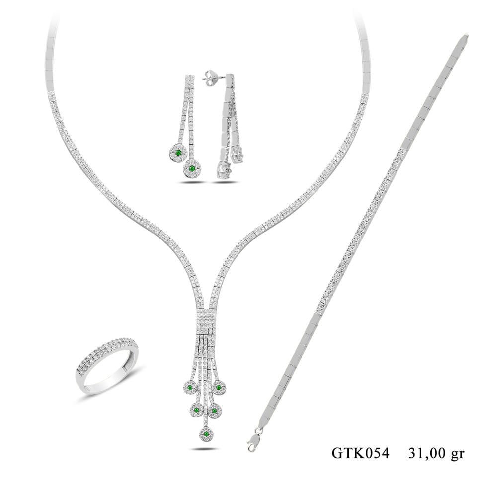 BARIŞ TAKI 925 Ayar Gümüş 2 Sıra Salkım Su Yolu Set