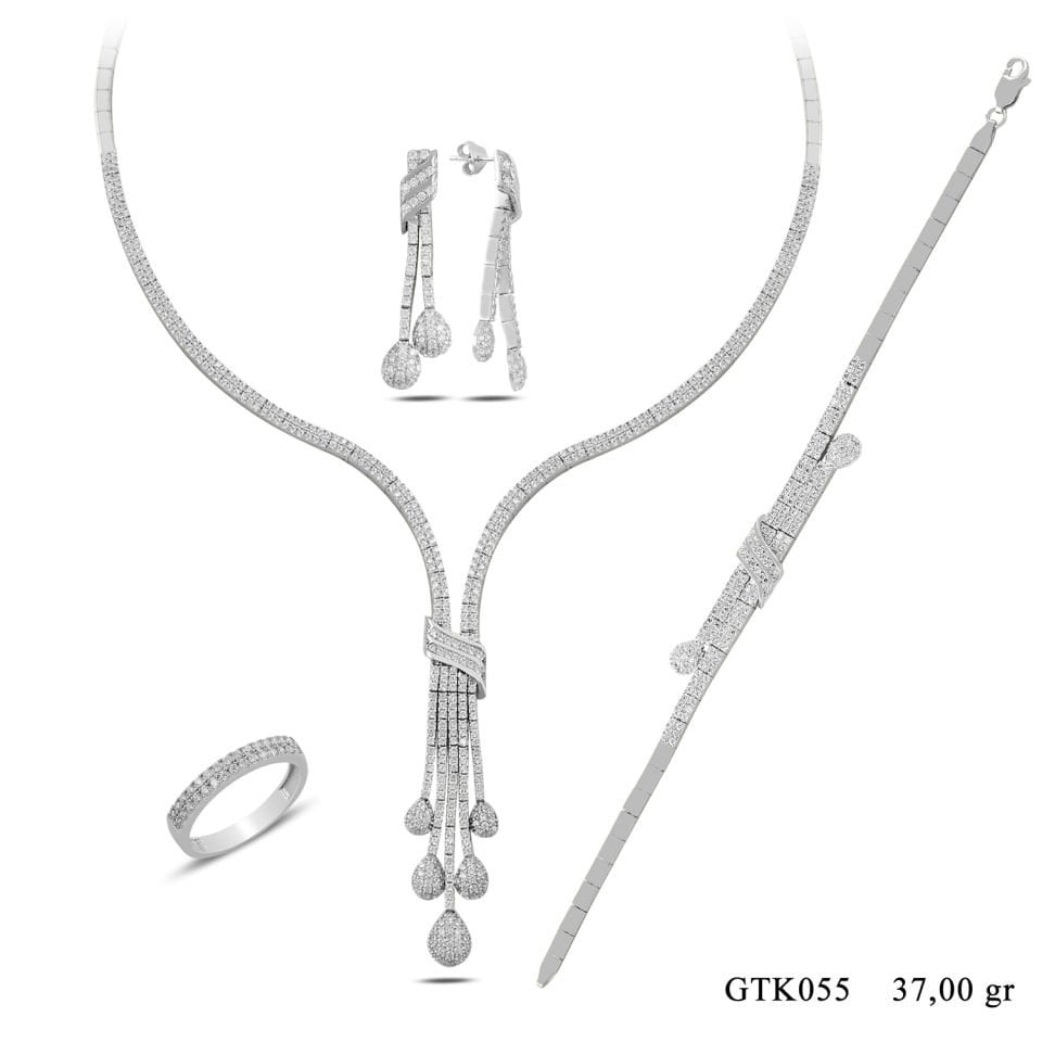 925 Ayar Gümüş 2 Sıra Salkım Kemerli Su Yolu Set