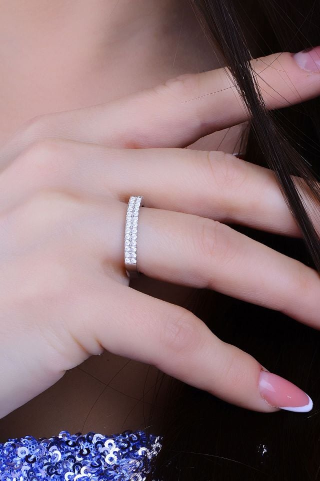 925 Ayar Gümüş 2 Sıra Tam Tur Su Yolu Set