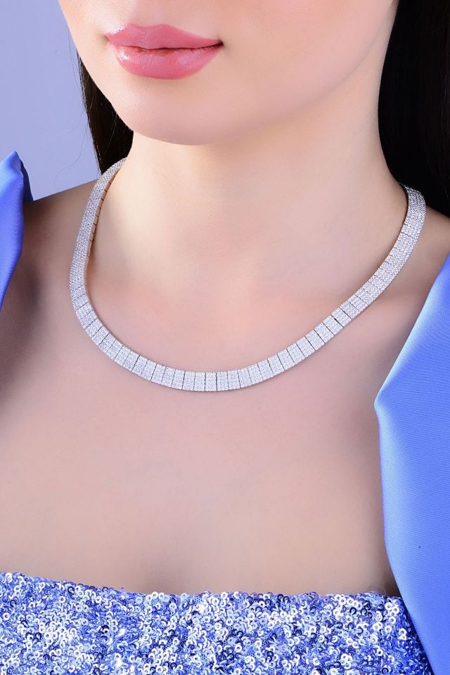 925 Ayar Gümüş 5 Sıra Tam Tur Su Yolu Set