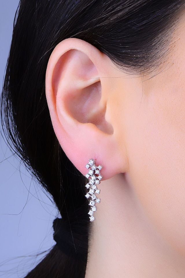 925 Ayar Gümüş V Model Pırlanta Montür Su Yolu Set