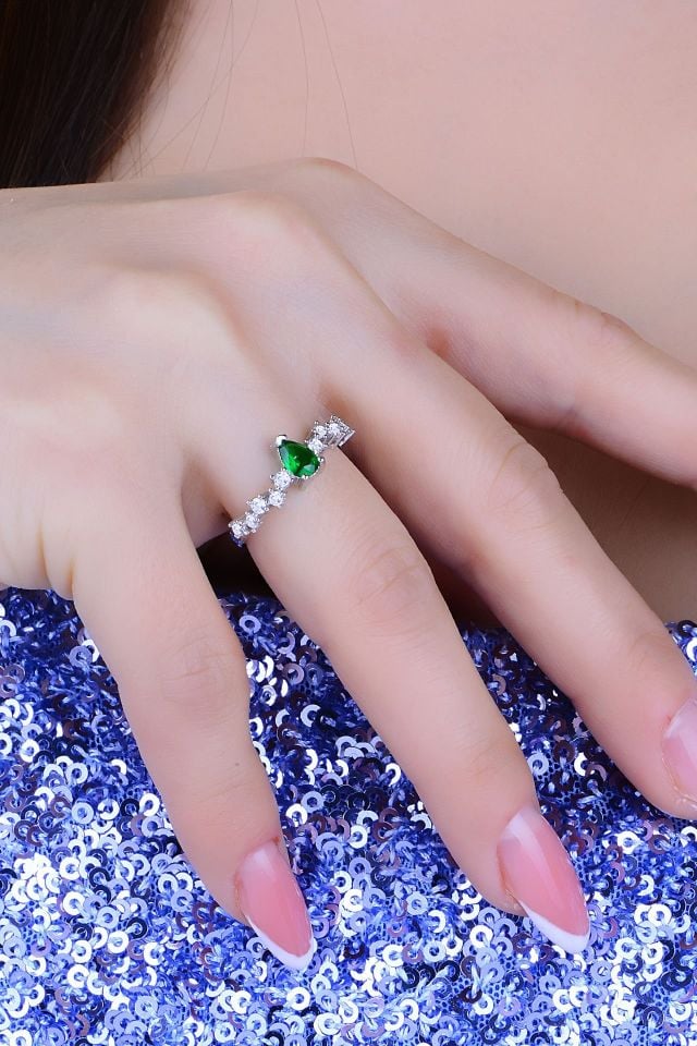 BARIŞ TAKI 925 Ayar Gümüş Damla Salkım Pırlanta Montör Su Yolu Set