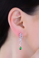 BARIŞ TAKI 925 Ayar Gümüş Damla Salkım Pırlanta Montör Su Yolu Set