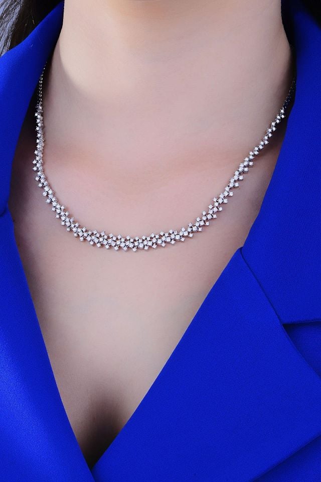 925 Ayar Gümüş Tam Tur Pırlanta Montür Su Yolu Set