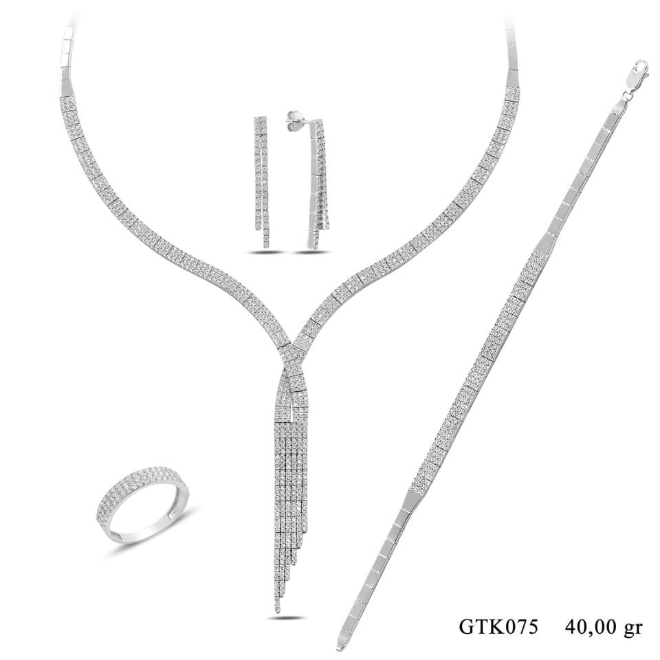 925 Ayar Gümüş 3 Sıra Salkım Su Yolu Set