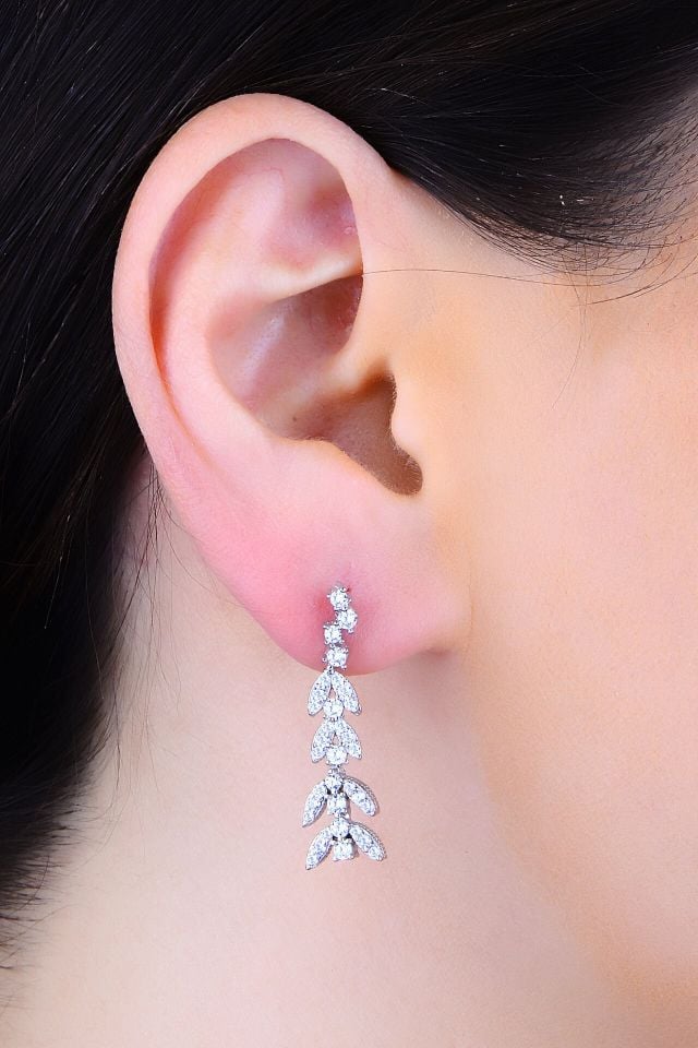 925 Ayar Gümüş Buğday Model Pırlanta Montür Su Yolu Set