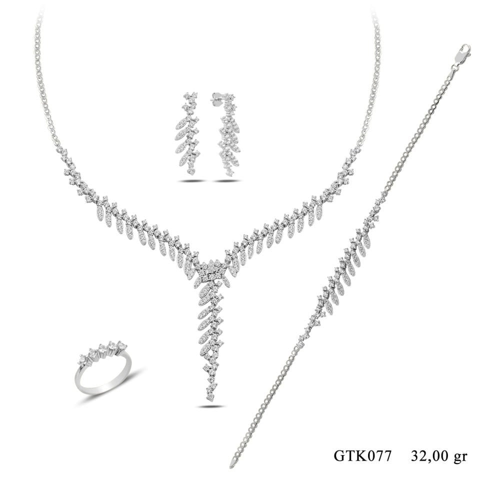 925 Ayar Gümüş Salkım Pırlanta Montür Su Yolu Set