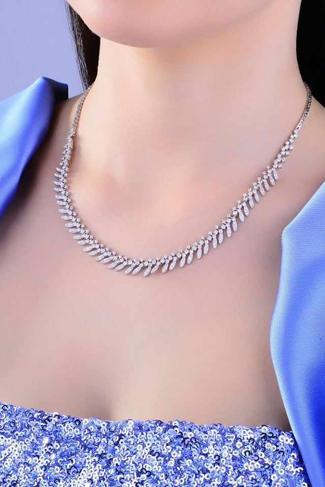 925 Ayar Gümüş Tam Tur Pırlanta Montür Su Yolu Set