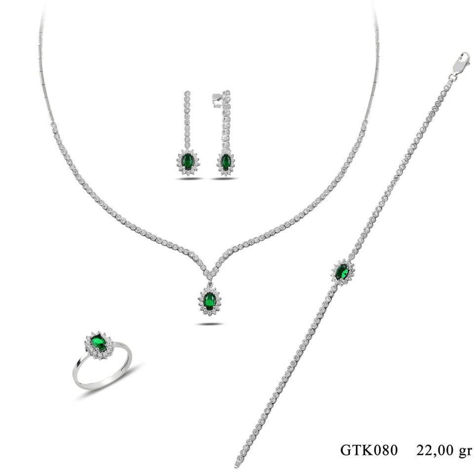 BARIŞ TAKI 925 Ayar Gümüş Anturaj V Model Su Yolu Set