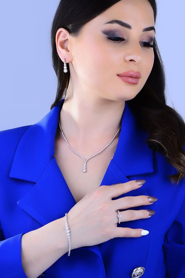 925 Ayar Gümüş Salkım Su Yolu Set