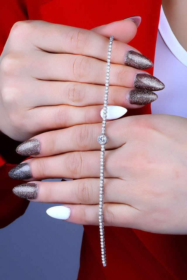 925 Ayar Gümüş V Model Tek Taş Su Yolu Set