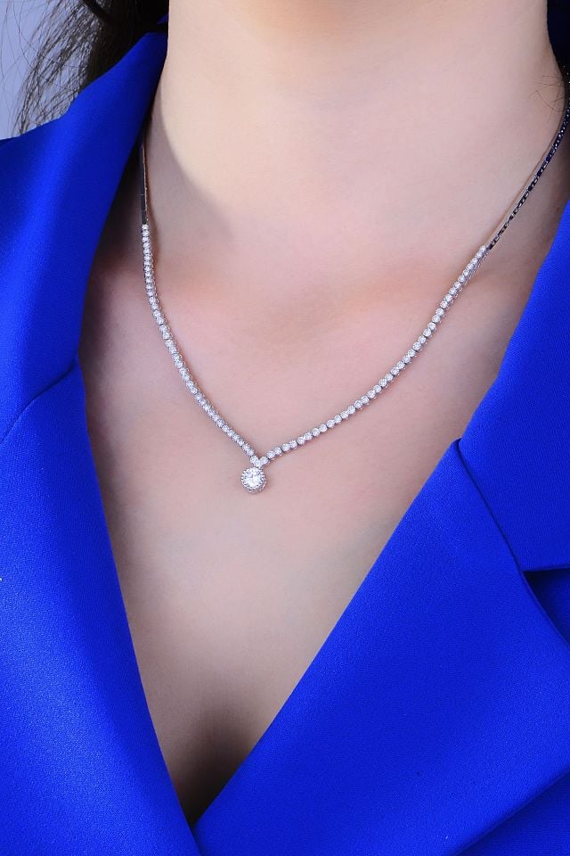 925 Ayar Gümüş V Model Tek Taş Su Yolu Set