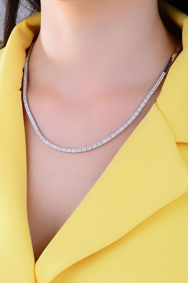 925 Ayar Gümüş 2 Sıra Tam Tur Su Yolu Set