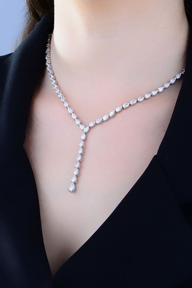 925 Ayar Gümüş Damla Tam Tur Salkım Su Yolu Set