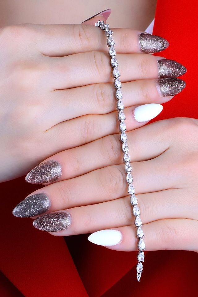 925 Ayar Gümüş Damla Tam Tur Salkım Su Yolu Set