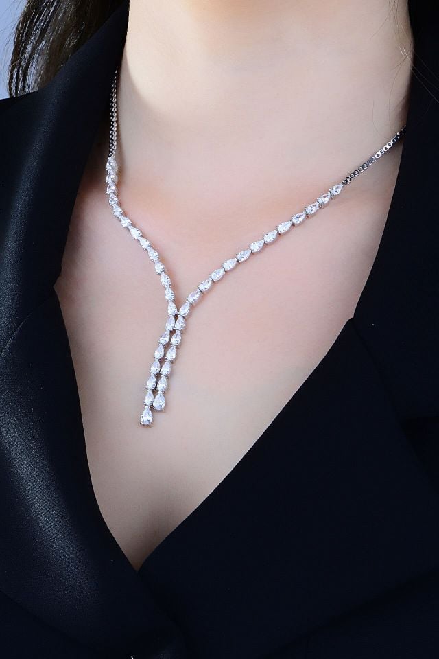 BARIŞ TAKI 925 Ayar Gümüş Damla Salkım Su Yolu Set